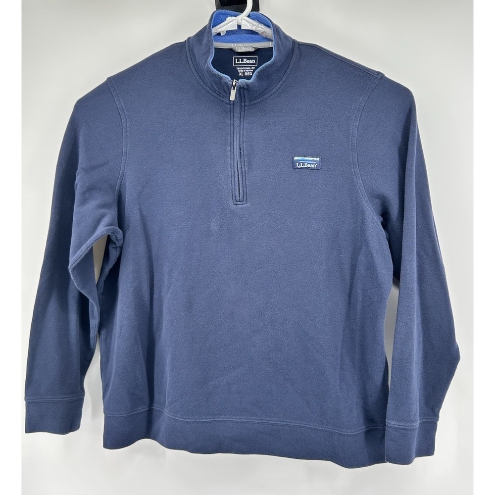 LL Bean Traditional Fit Long Sleeve‎ Quarter Zip Pullover Blue Men's XL Reg